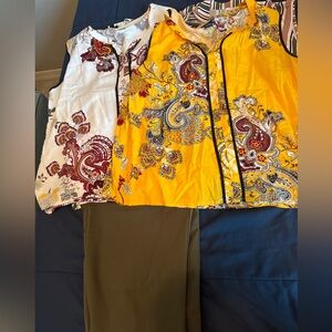 Vibrant Paisley Print Jacket and Olive Pants Set